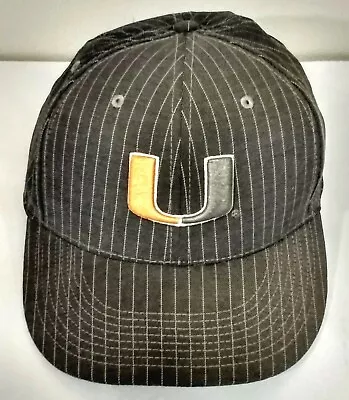 Nike University Of Miami Hurricanes Canes S/M U Hat Baseball Cap Stripe Gray • $20.99