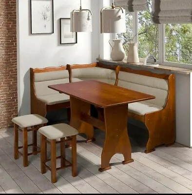 £600 • Buy Corner Dining Set NEPTUN Kitchen Furniture Table Upholstered Bench Alder Wood