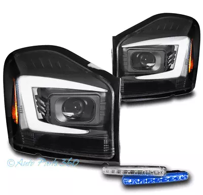 For 04 05 06 Dodge Durango LED Tube Black Projector Headlight W/Blue DRL Signal • $299.95