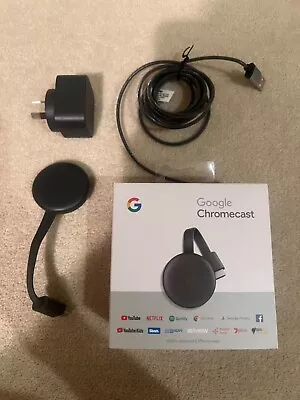 Google Chromecast 3rd Gen Charcoal Grey Digital Media Video Stream HD TV • $26