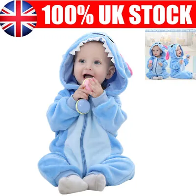 Baby Boy Blue Stitch Warm Halloween Fancy Party Costume Coverall Outfit Unisex • £14.66