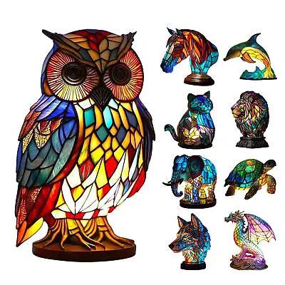 Animal Table Lamp Series Stained Resin Stained Night Light Retro Desk Lamps • $25.02