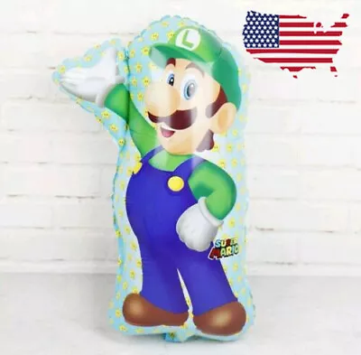 XL SUPER BIG 27'' Luigi Helium Balloon Super Mario Birthday Party Favor FAST USA • $8.47