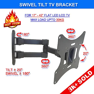 Swivel Tilt 17 24 27 32 37 42 LCD LED Plasma TV Monitor Wall Mount VESA Bracket • $19.95
