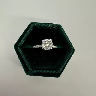 Diamond Ring F VS2 IGI Certified 3.2 Carat Round Lab Created 14K White Gold Pave • $4099.99