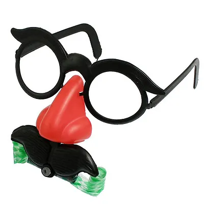 2x Funny Clown Glasses Costume Ball Round Frame Red Nose W/Whistle Mustache H-lq • $1.82