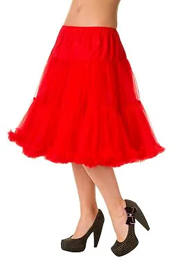 £29.99 • Buy Red 50's Rockabilly Retro Super Soft 23 Inches Petticoat Skirt BANNED Apparel