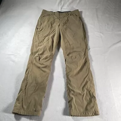 Eddie Bauer Pants Mens 34 Tan Fleece Lined Hiking Zip Pockets Trail Guide 34x34 • $15.29