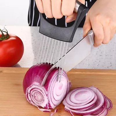 Food Slice  Assistant Onion Slicer Cutter Fish Meat Potato Vegetable Holder- • $3.70