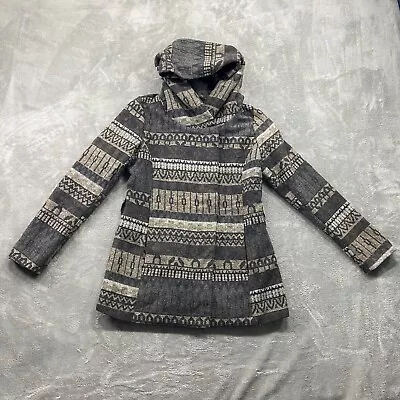 Mossimo Supply Co Jacket Women's Medium Gray Hooded Southwestern Aztec Coat • $26.24