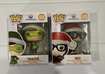 $50 • Buy Christmas Tracer #424 & Mei #425 - Blizzard Overwatch Funko Pop Vinyl Set