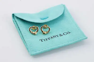 Tiffany & Co. 18k Yellow Gold Elsa Peretti Open Heart Earrings (2.63g.) • $740