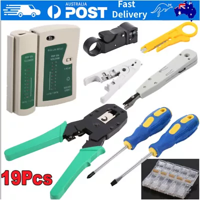 RJ45 Crimper CAT6/5 Lan Network Cable Tool Tester Ethernet LAN Kit Crimping Set • $27.88