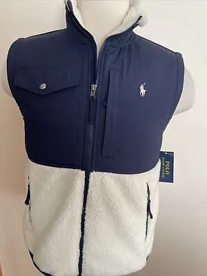 POLO RALPH LAUREN NEW Men’s Navy/White Sleeveless Vest Jacket Size S • $84.99