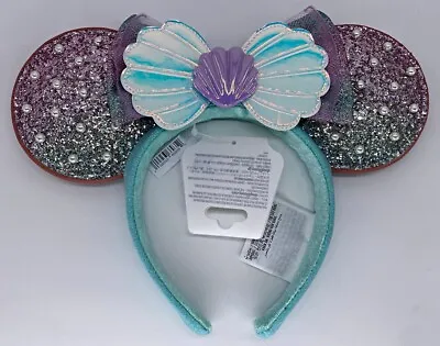 Disney Parks Little Mermaid Ariel Shell Pearl Minnie Mouse Ears Headband 2023 • $32.99