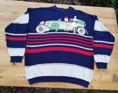 Vintage Oversized Jumper Classic Car Gatsby Design XXL • £7.99