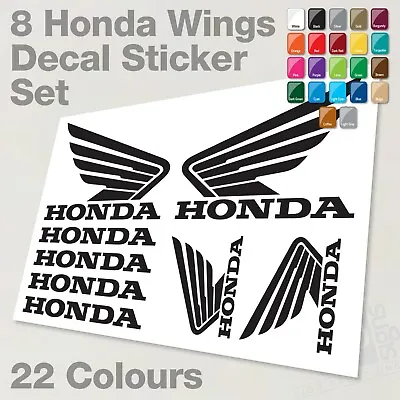 8 Honda Wings Decals Vinyl Stickers - Set Of 8 - 22 Colours - Tank Helmet • £7.80