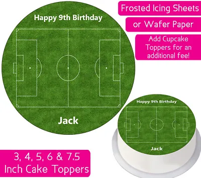 £1.99 • Buy Football Pitch Edible Wafer & Icing Personalised Cake Toppers Birthday Party Uk