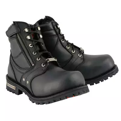 Milwaukee Leather MBM9050 Men's Black 6-inch Lace-Up Boots With Zipper Closure • $137.99