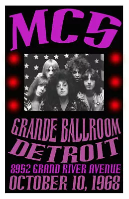 Mc5 Replica Grande Ballroom Detroit 1968 Concert Poster • $13.99