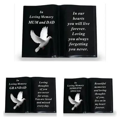 New Memorial Dove Detail Sentimental Grave Plaque Verse Funeral Books Tributes  • £12.99