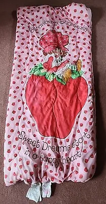 Vtg Strawberry Shortcake Sleeping Bag Sweet Dreams Start In A Happy Heart • $34.99