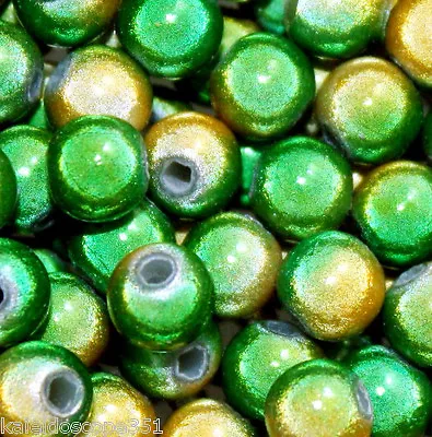Miracle Bead Two Tone Yellow & Green 4mm Round Jewelry Craft 120 Beads Mb21 • $7.99