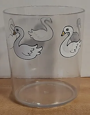 Vintage Clear Plastic Drinking Glass With Swans ~ Rare • $5.99