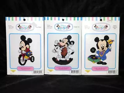 Lot 3 Disney Babies Cross Stitch Kits NEW Mickey Mouse Record Player Tricycle • $17.99