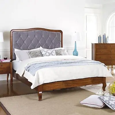 £966.99 • Buy 4ft6 Double Bed Frame Faux Suede Wood Headboard Red Chestnut Audrey Bedstead