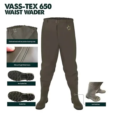 Vass Vass-Tex 650 Series Waist Wader Carp Fishing Waders *All Sizes* NEW • £69.99