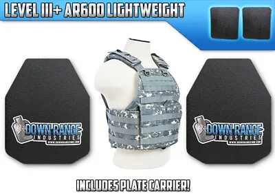 4 Pc Level III+ AR600 Lightweight Body Armor Plates With Vest • $309.95