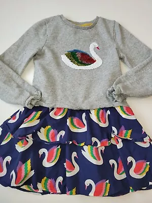 Mini Boden Flip Sequin Swan Sweatshirt Dress Size 9-10 • $22