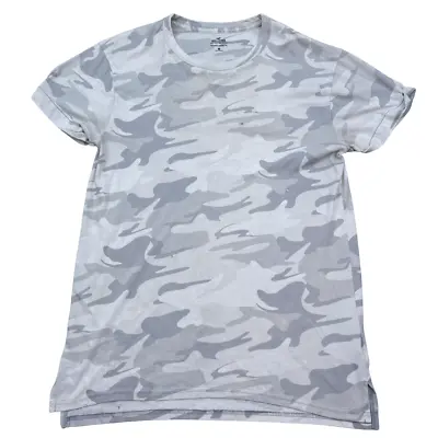 Hollister Longline Tee Shirt Men's Size Medium M White Gray Camo Short Sleeve • $16.04