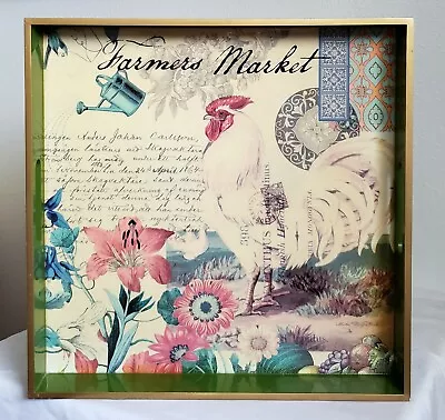 Michel Design Works Farmers Market Rooster Chicken 12  Wooden Serving Tray • $38.99