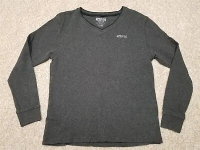 Kenneth Cole Reaction Shirt Mens Medium Gray Waffle V-Neck Pullover Long Sleeve • $11.96