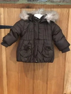 Mayoral Chic Lovely Girls Brown Coat Jacket Age 9 Months In Excellent Condition • £8