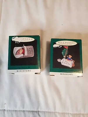 Lot Of Two (2) Miniature Hallmark Keepsake Ornaments. Mouse & Teddy Bear (NIB) • $8