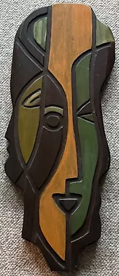 Vintage Sculptural Abstract Heads Carved Wood Wall Art MCM Modern Mid Century • $395