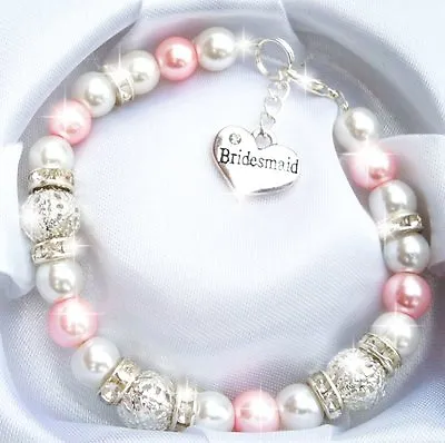 £5.99 • Buy Personalised Bead Charm Bracelet Gift Birthday Wedding Bridesmaid 