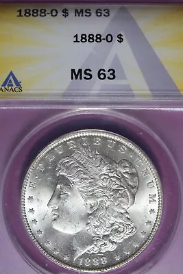 1888 O- Anacs Ms63 Morgan Silver Dollar #b44176 • $84