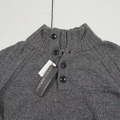 Banana Republic Mens Mock Neck Wool Blend Sweater XL Gray NWT Italian Yarn • $50