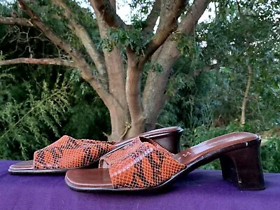 SALE @ DAMIANI'S Italy Leather Snake Skin Print Clogs Mules Sandal Sz 8 ❤️sj17j1 • $39