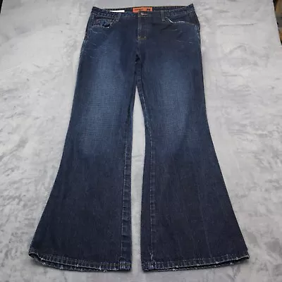 Mossimo Pants Womens 15 Blue Flared Mid Rise Pocket Cotton Dark Wash Denim Jeans • $23.98