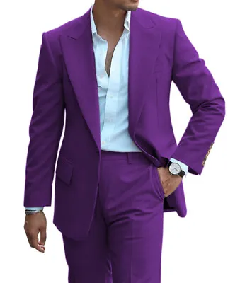 Mens 2Piece Suits Notch Lapel Business Tuxedos Groomsman Blazer+Pants Customized • $63.74