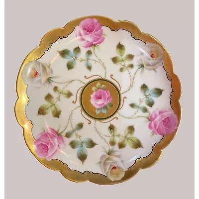 Limoges France Antique Porcelain Handpainted 8” Plate Stunning Signed • $99.55