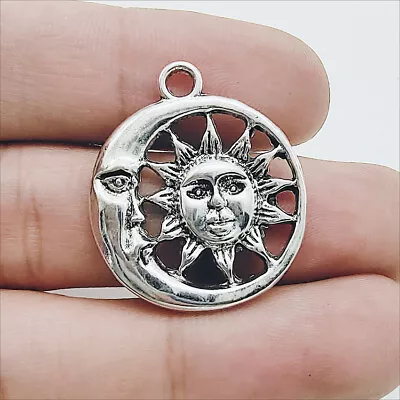 30pcs Moon Sun God Antique Silver Charms Pendants For Jewelry Making 28*24mm • $4.99