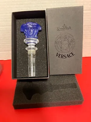 Versace X Rosenthal Cobalt Blue Medusa Glass Bottle Wine Stopper New In Box  • $99