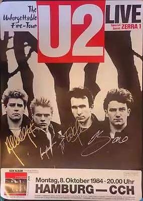 U2 Signed Event Poster The Unforgettable Fire Original Album Vintage Vinyl Rec • $145