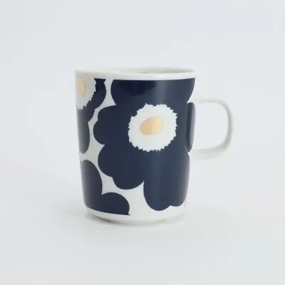 Marimekko Unikko Mug Cup Dark Navy×Gold Color 250ml H9.5cm Limited To Japan • $64.99